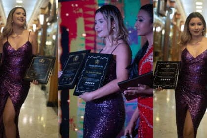 Bea Gómez recibiendo el premio de Las Musas del Vallenato Nueva Generación en Premios IPK 2024