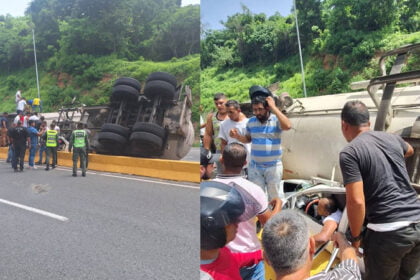 Vuelco de gandola en la Autopista Regional del Centro.