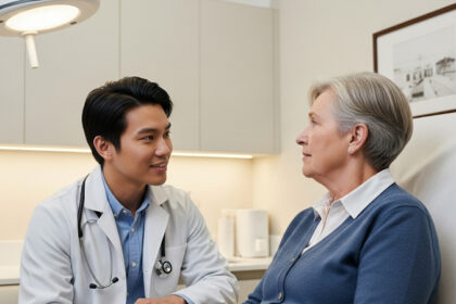 Consulta médica a paciente de edad avanzada