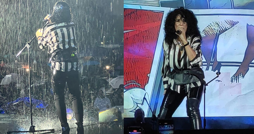 Karina bajo la lluvia